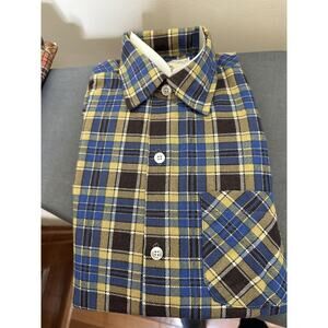 Vintage 80s Northway By Klondike Flannel Shirt Plaid Size 12 NEW No Tags Blue